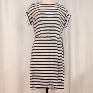 Comfy B&W Striped Wrap Dress